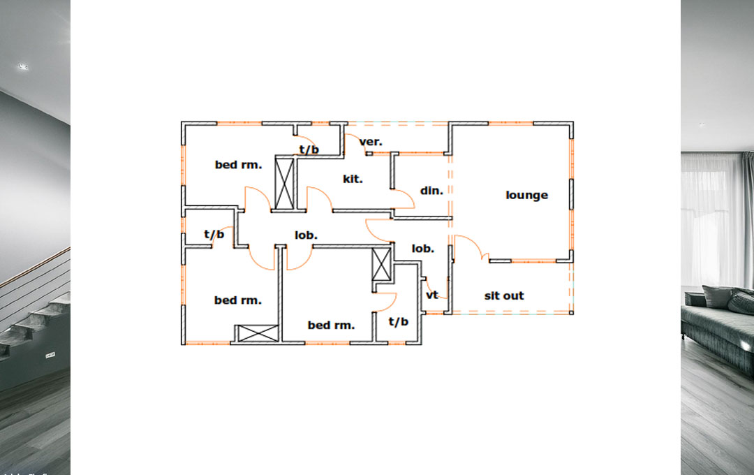 L shape house plan